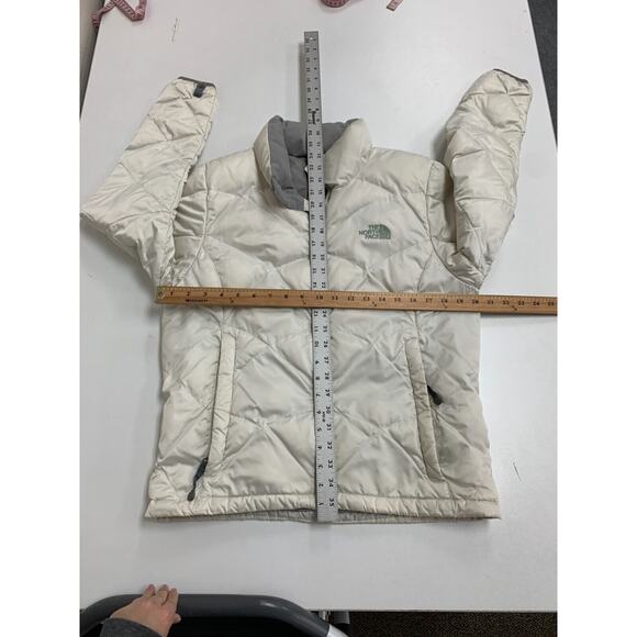 The North Face Alis Puffer Jacket Womens Medium Ivory 550 Down Insulated Quilted - Picture 9 of 16